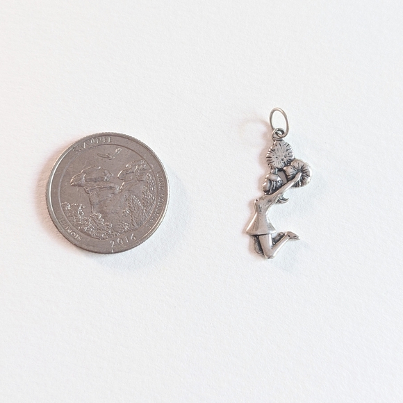 Sterling Silver Cheerleader Charm, Small Vintage - Picture 3 of 4